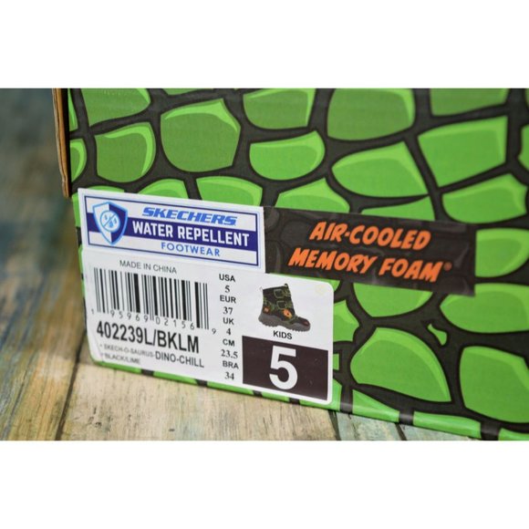 Skechers Skech-O-Saurus Kids Size 5 Dino Chill Water Repellent Boots Black Lime - Picture 10 of 10